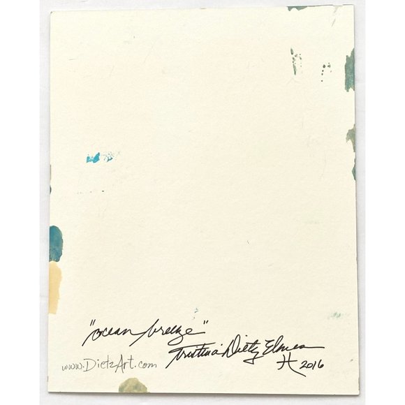 Ocean Breeze - Original Wall Art Mixed Media Painting 11"x14" Matted Decor - Picture 7 of 7